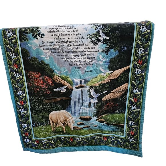 Spring Industries Psalm Wall Hanging Fabric Panel #9757 Horse Doves 42" x 32" - Picture 1 of 8